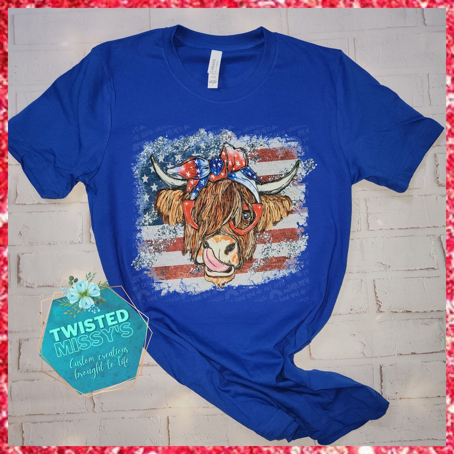 Highland Cow American Flag