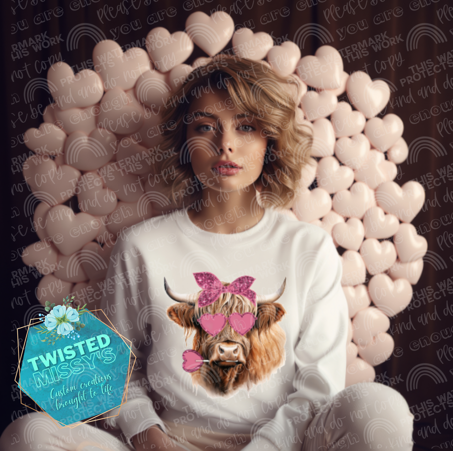 Valentine's Highland Cow Large Front Only