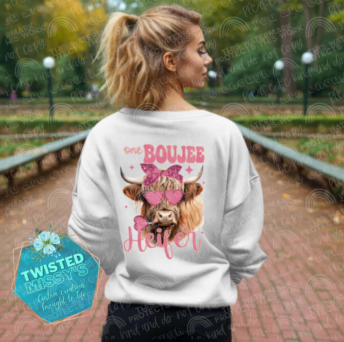 Valentine's Highland Cow with front and back designs