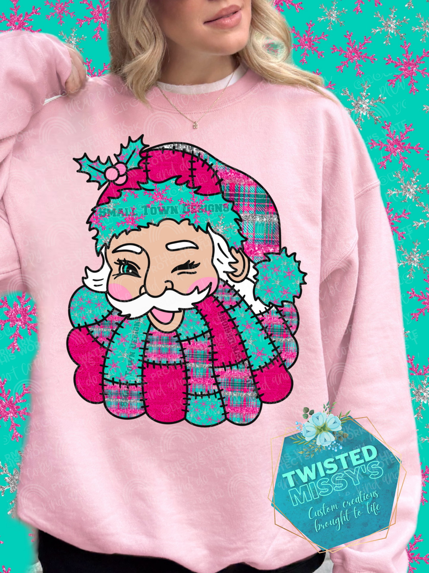 Santa pink and teal
