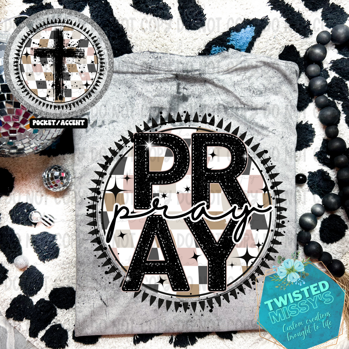 Pray front and back designs