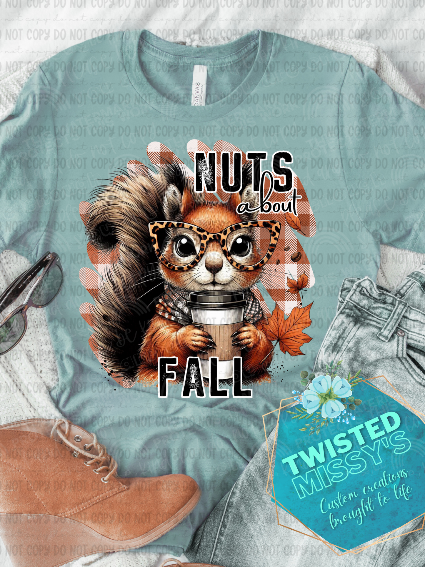 Nuts about fall plaid background