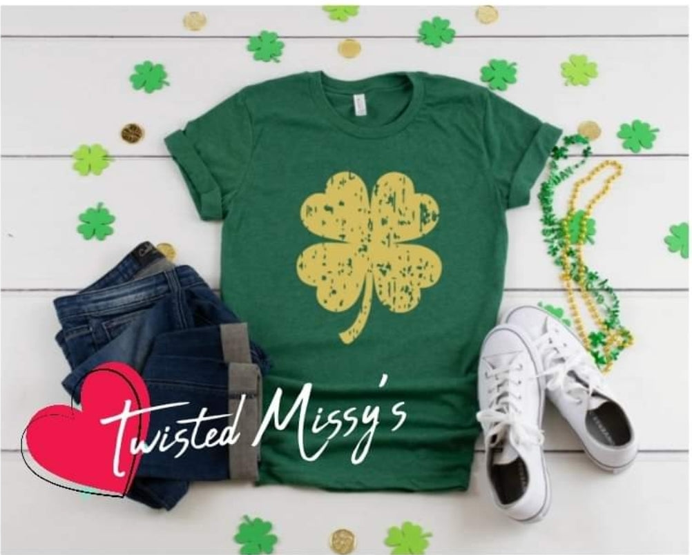 Gold Distressed Shamrock