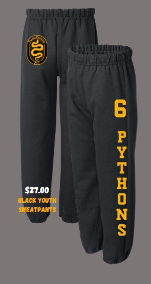 Prairie Pythons Youth Black Unisex Sweatpants